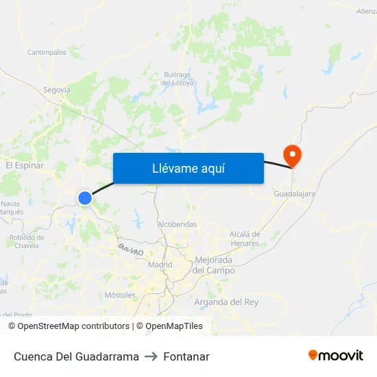Cuenca Del Guadarrama to Fontanar map