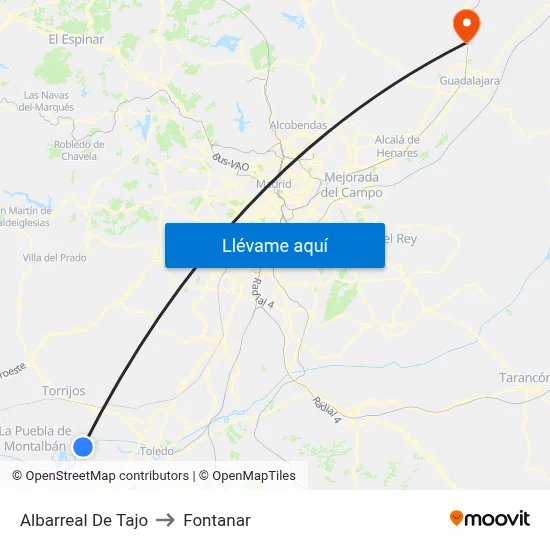 Albarreal De Tajo to Fontanar map