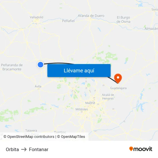 Orbita to Fontanar map