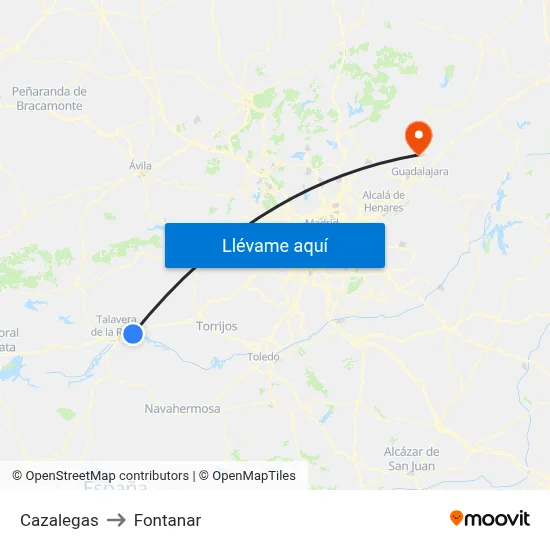 Cazalegas to Fontanar map