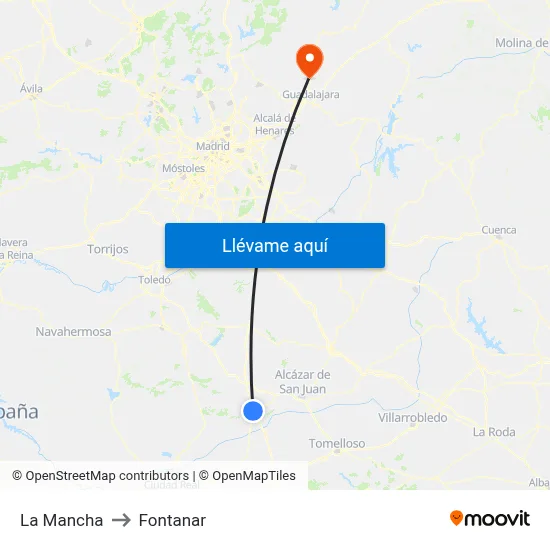 La Mancha to Fontanar map