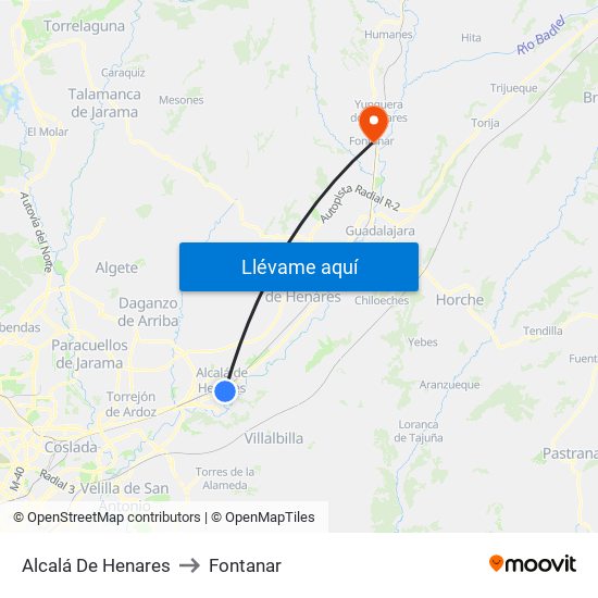 Alcalá De Henares to Fontanar map