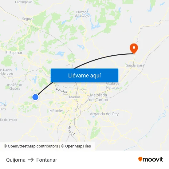 Quijorna to Fontanar map
