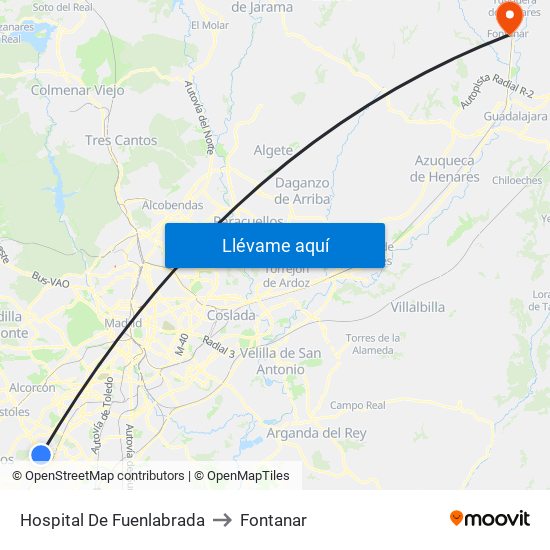 Hospital De Fuenlabrada to Fontanar map