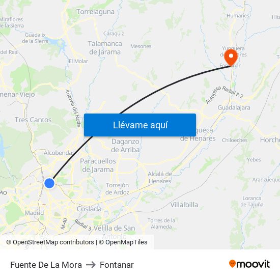 Fuente De La Mora to Fontanar map