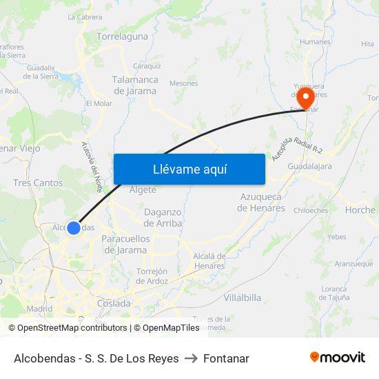 Alcobendas - S. S. De Los Reyes to Fontanar map