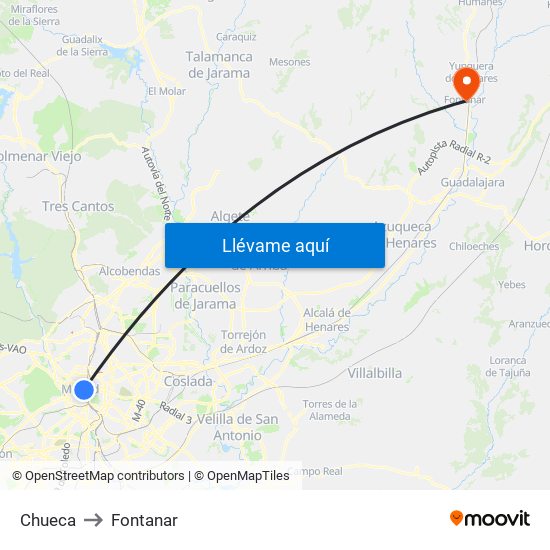 Chueca to Fontanar map