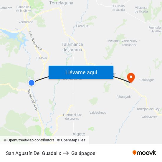 San Agustín Del Guadalix to Galápagos map