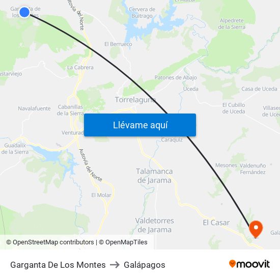 Garganta De Los Montes to Galápagos map