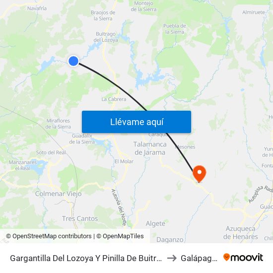 Gargantilla Del Lozoya Y Pinilla De Buitrago to Galápagos map