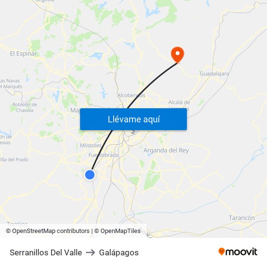 Serranillos Del Valle to Galápagos map