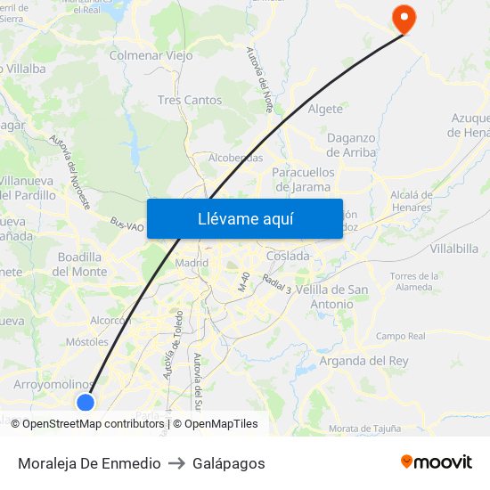 Moraleja De Enmedio to Galápagos map