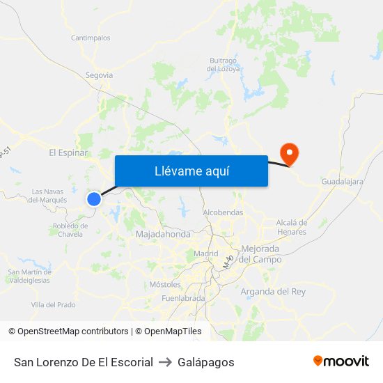 San Lorenzo De El Escorial to Galápagos map