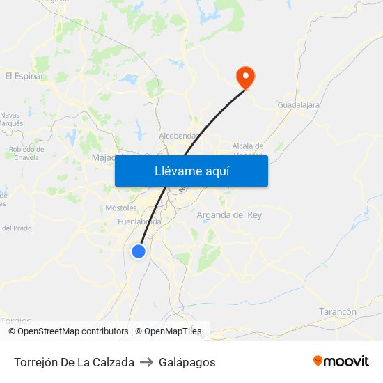 Torrejón De La Calzada to Galápagos map