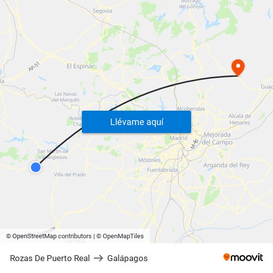 Rozas De Puerto Real to Galápagos map