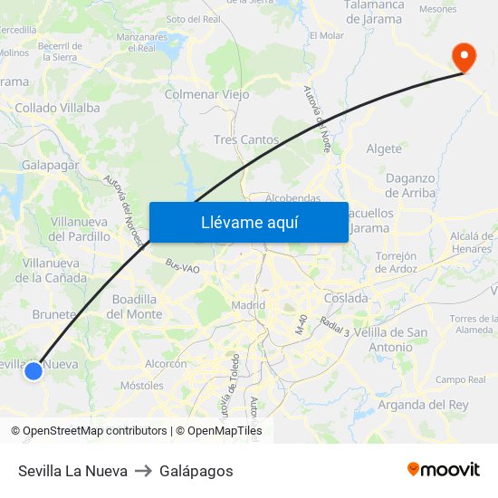 Sevilla La Nueva to Galápagos map