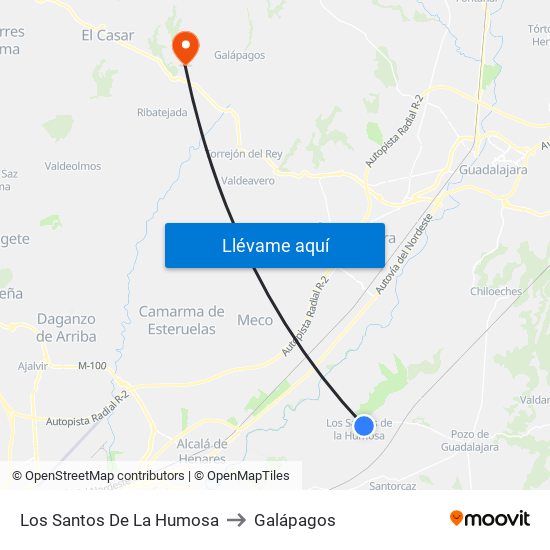 Los Santos De La Humosa to Galápagos map