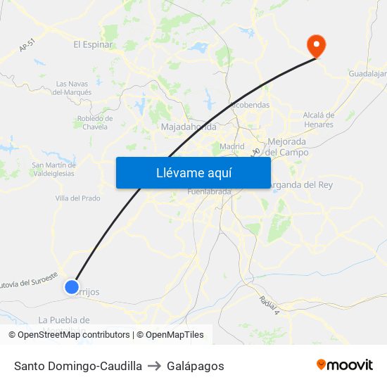Santo Domingo-Caudilla to Galápagos map