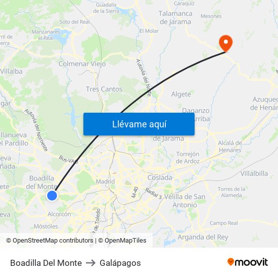 Boadilla Del Monte to Galápagos map