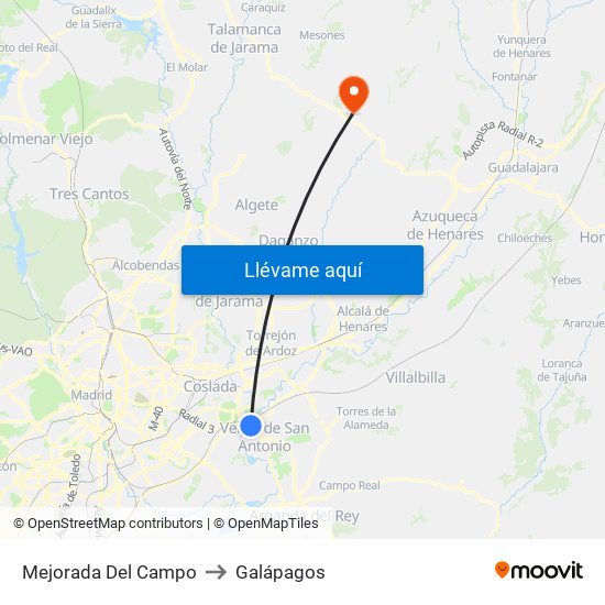 Mejorada Del Campo to Galápagos map
