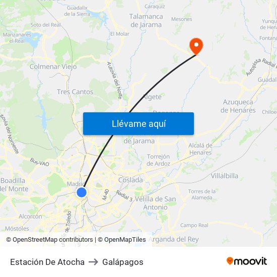 Estación De Atocha to Galápagos map