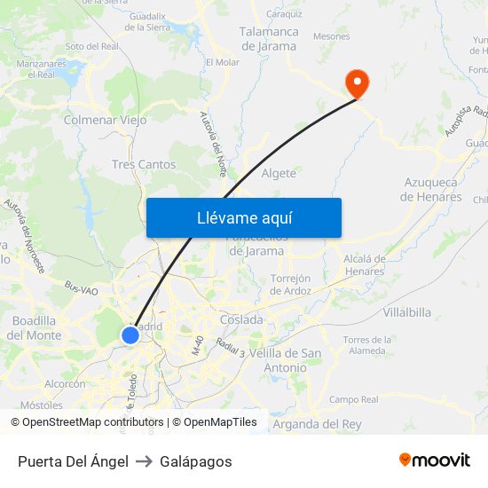 Puerta Del Ángel to Galápagos map