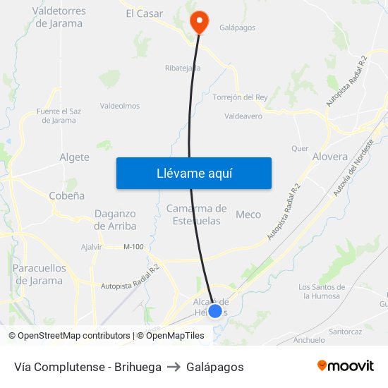 Vía Complutense - Brihuega to Galápagos map