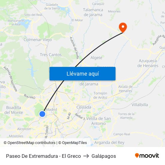 Paseo De Extremadura - El Greco to Galápagos map