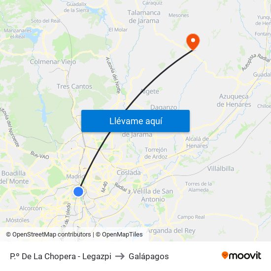 P.º De La Chopera - Legazpi to Galápagos map