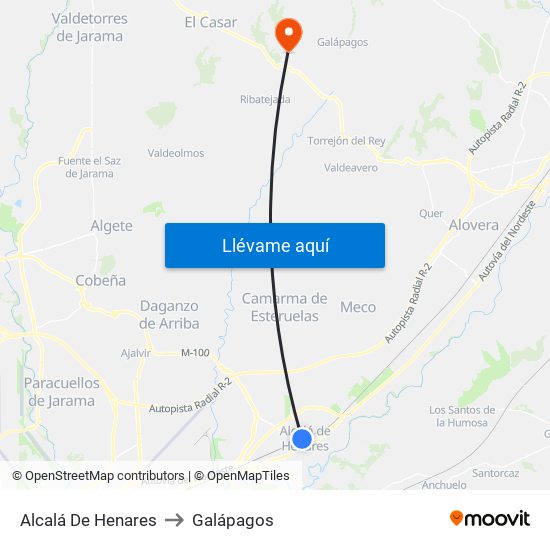 Alcalá De Henares to Galápagos map