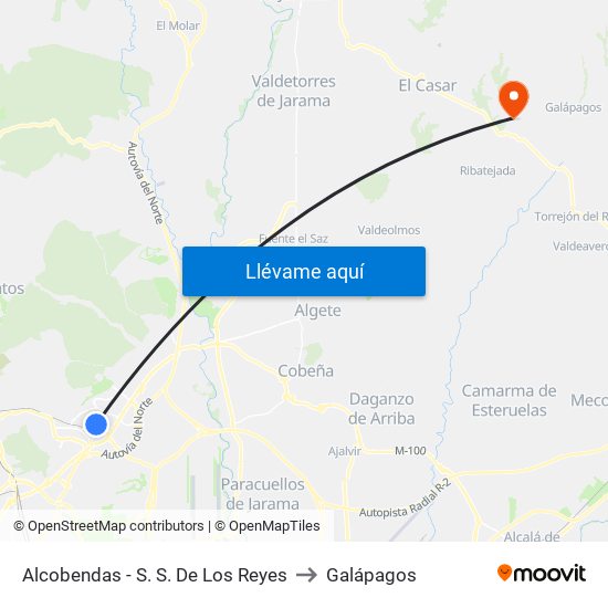 Alcobendas - S. S. De Los Reyes to Galápagos map