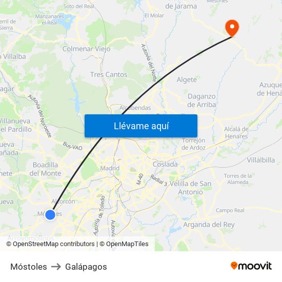 Móstoles to Galápagos map