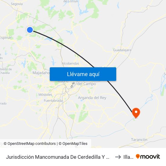 Jurisdicción Mancomunada De Cerdedilla Y Navacerrada to Illana map