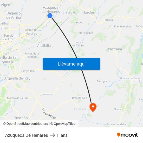 Azuqueca De Henares to Illana map