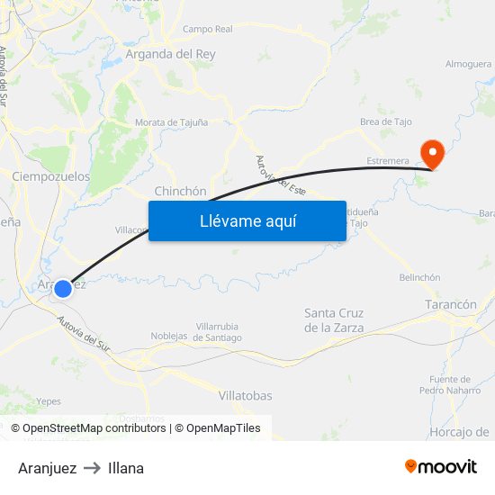 Aranjuez to Illana map