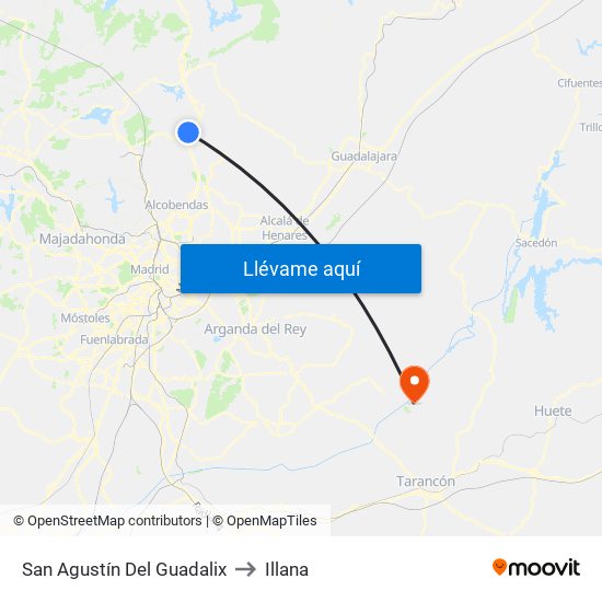 San Agustín Del Guadalix to Illana map