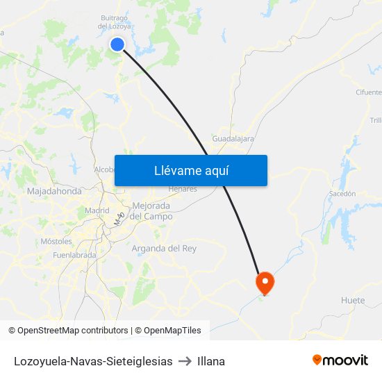 Lozoyuela-Navas-Sieteiglesias to Illana map