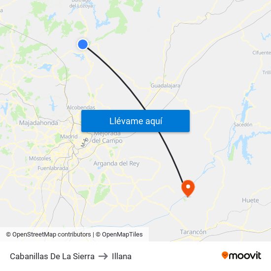 Cabanillas De La Sierra to Illana map