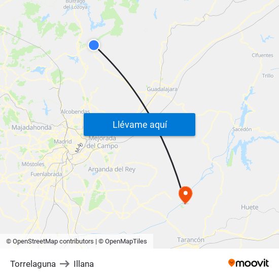 Torrelaguna to Illana map