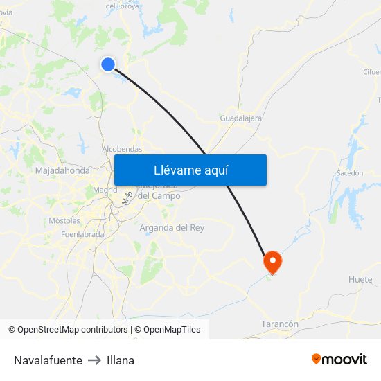 Navalafuente to Illana map