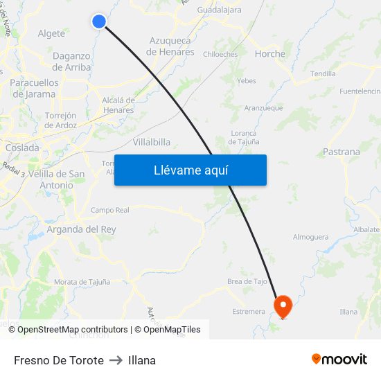 Fresno De Torote to Illana map