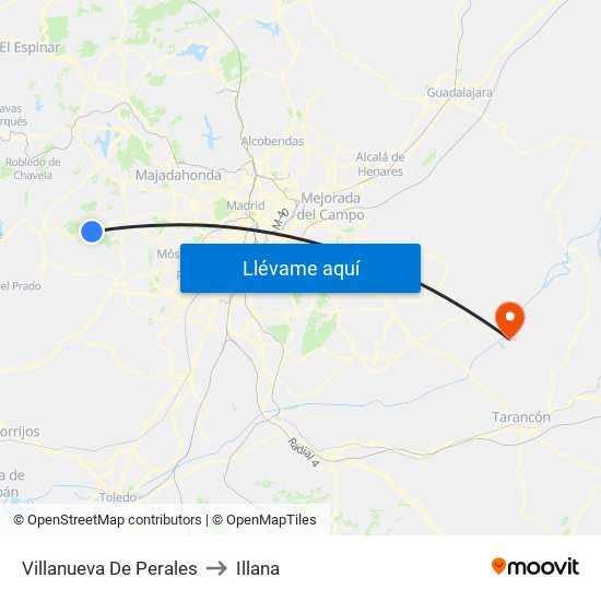 Villanueva De Perales to Illana map
