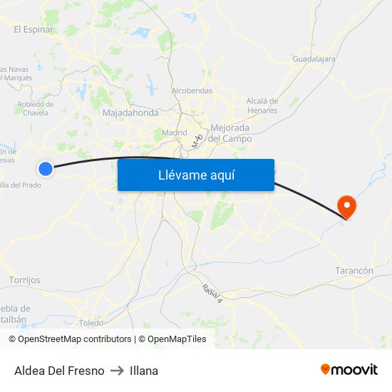 Aldea Del Fresno to Illana map