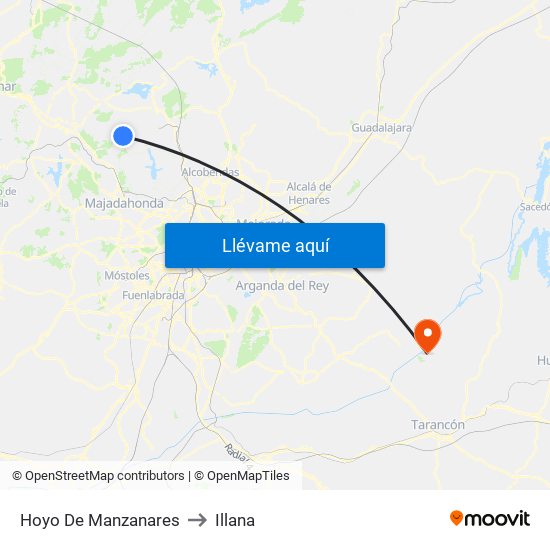 Hoyo De Manzanares to Illana map