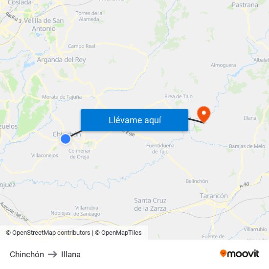 Chinchón to Illana map