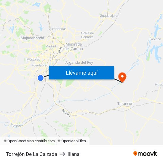 Torrejón De La Calzada to Illana map