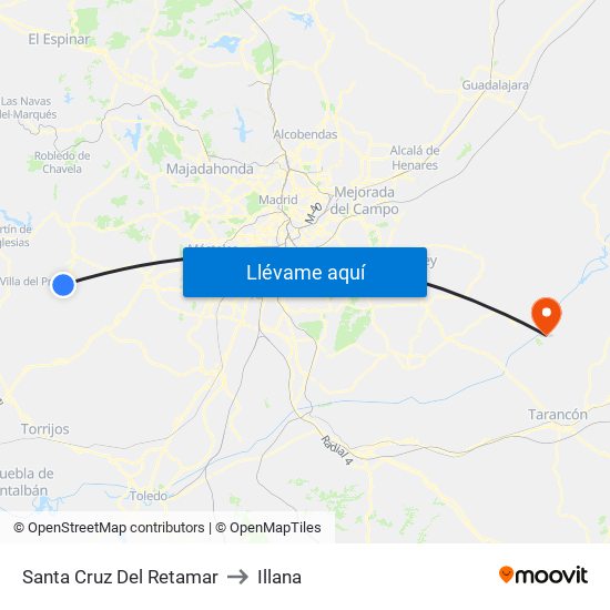 Santa Cruz Del Retamar to Illana map