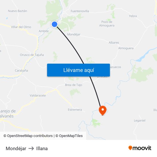 Mondéjar to Illana map