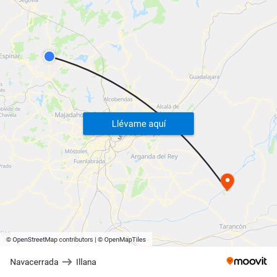 Navacerrada to Illana map