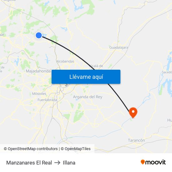 Manzanares El Real to Illana map